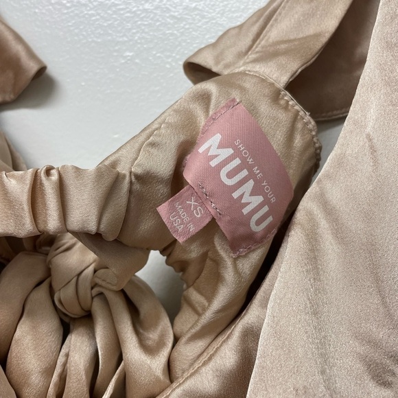 Show Me Your Mumu Zoey Midi Dress in Champagne Luxe Satin size XS - Picture 8 of 10